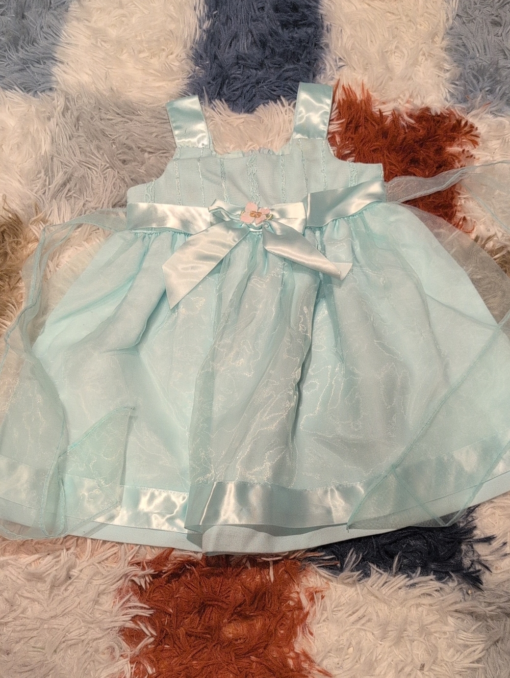 Bonnie Jean Light Aqua Organza Bow Dress